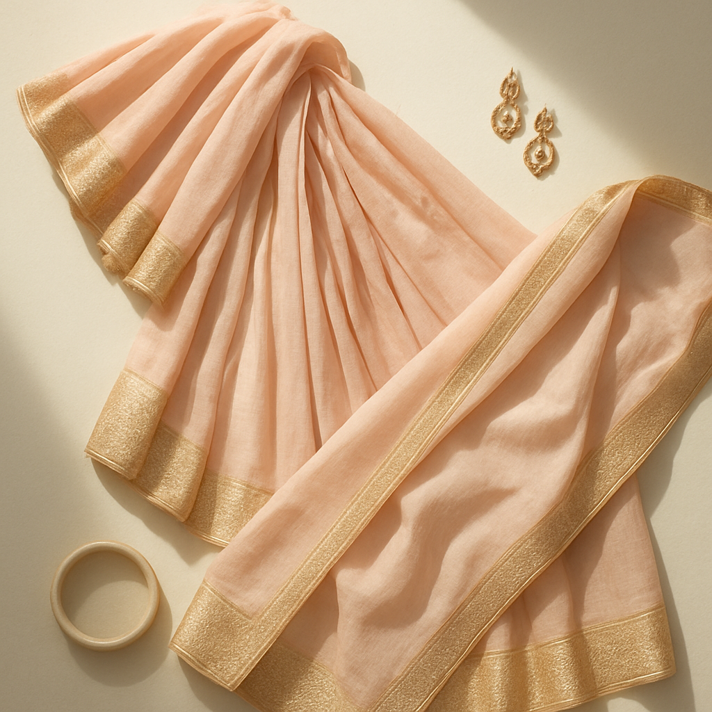 Pastel saree flatlay