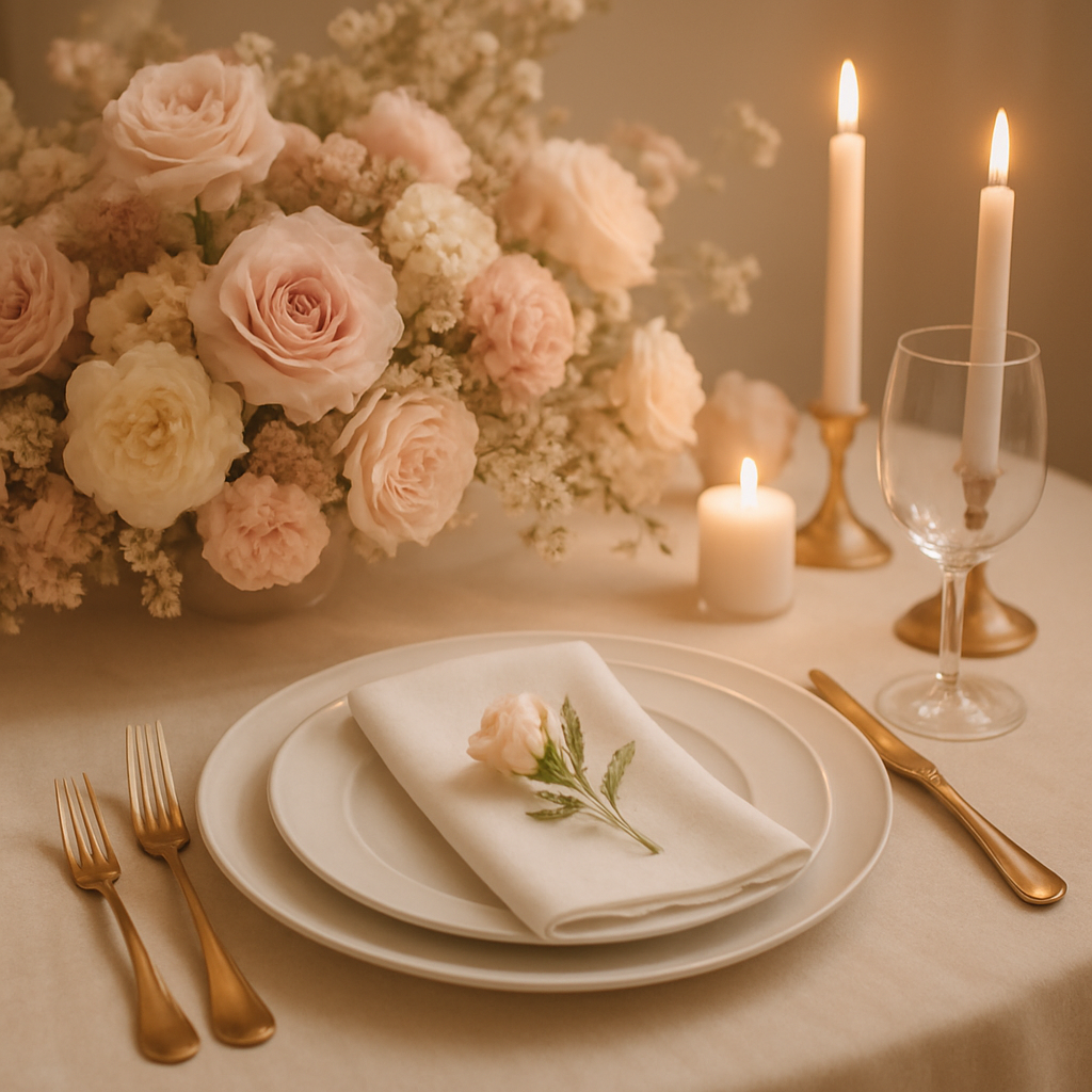 Floral wedding table setting